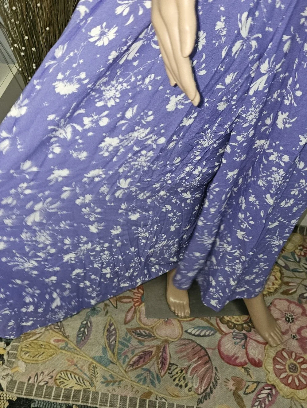 Free People Purple Floral Smocked Jusmpsuit Small